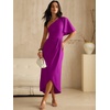 image:imageANRABESS Womens One Shoulder Formal Midi Dresses 2026 Summer Wrap High Slit Beach Wedding Guest Party Cocktail Maxi DressPurple
