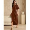 image:imageANRABESS Womens One Shoulder Formal Midi Dresses 2026 Summer Wrap High Slit Beach Wedding Guest Party Cocktail Maxi DressRed Brown