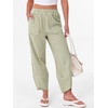 image:imageANRABESS Womens Striped Gingham Pants Summer Lounge Cute PJ Bottom Plaid Pants Casual Wide Leg Beach Trouser with PocketsArmy Green White Plaid
