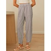 image:imageANRABESS Womens Striped Gingham Pants Summer Lounge Cute PJ Bottom Plaid Pants Casual Wide Leg Beach Trouser with PocketsLight Brown White Stripe