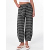 image:imageANRABESS Womens Striped Gingham Pants Summer Lounge Cute PJ Bottom Plaid Pants Casual Wide Leg Beach Trouser with PocketsMulti Black Plaid