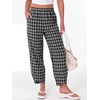 image:imageANRABESS Womens Striped Gingham Pants Summer Lounge Cute PJ Bottom Plaid Pants Casual Wide Leg Beach Trouser with PocketsMulti Black Plaid