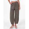 image:imageANRABESS Womens Striped Gingham Pants Summer Lounge Cute PJ Bottom Plaid Pants Casual Wide Leg Beach Trouser with PocketsMulti Coffee Plaid