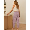 image:imageANRABESS Womens Striped Gingham Pants Summer Lounge Cute PJ Bottom Plaid Pants Casual Wide Leg Beach Trouser with PocketsRed White Stripe