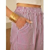 image:imageANRABESS Womens Striped Gingham Pants Summer Lounge Cute PJ Bottom Plaid Pants Casual Wide Leg Beach Trouser with PocketsRed White Stripe