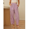 image:imageANRABESS Womens Striped Gingham Pants Summer Lounge Cute PJ Bottom Plaid Pants Casual Wide Leg Beach Trouser with PocketsRed White Stripe