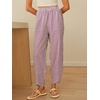 image:imageANRABESS Womens Striped Gingham Pants Summer Lounge Cute PJ Bottom Plaid Pants Casual Wide Leg Beach Trouser with PocketsRed White Stripe