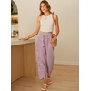 image:imageANRABESS Womens Striped Gingham Pants Summer Lounge Cute PJ Bottom Plaid Pants Casual Wide Leg Beach Trouser with PocketsRed White Stripe