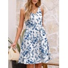 image:imageANRABESS Womens Summer Beach Vacation Dresses V Neck Sleeveless Casual Button Down A Line Swing Mini Sundresses with PocketsBlue White Floral