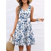 image:imageANRABESS Womens Summer Beach Vacation Dresses V Neck Sleeveless Casual Button Down A Line Swing Mini Sundresses with PocketsBlue White Floral