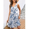 image:imageANRABESS Womens Summer Beach Vacation Dresses V Neck Sleeveless Casual Button Down A Line Swing Mini Sundresses with PocketsBlue White Floral