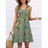 image:imageANRABESS Womens Summer Beach Vacation Dresses V Neck Sleeveless Casual Button Down A Line Swing Mini Sundresses with PocketsFloral Green