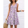 image:imageANRABESS Womens Summer Beach Vacation Dresses V Neck Sleeveless Casual Button Down A Line Swing Mini Sundresses with PocketsFloral Purple