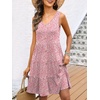 image:imageANRABESS Womens Summer Beach Vacation Dresses V Neck Sleeveless Casual Button Down A Line Swing Mini Sundresses with PocketsPink Floral