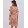 image:imageANRABESS Womens Summer Casual Dress VNeck Ruffle Sleeve Tiered Mini Dress Soft Comfy Fabric with Pockets for AllDay WearApricot Red Floral