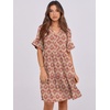 image:imageANRABESS Womens Summer Casual Dress VNeck Ruffle Sleeve Tiered Mini Dress Soft Comfy Fabric with Pockets for AllDay WearApricot Red Floral