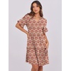 image:imageANRABESS Womens Summer Casual Dress VNeck Ruffle Sleeve Tiered Mini Dress Soft Comfy Fabric with Pockets for AllDay WearApricot Red Floral
