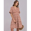 image:imageANRABESS Womens Summer Casual Dress VNeck Ruffle Sleeve Tiered Mini Dress Soft Comfy Fabric with Pockets for AllDay WearApricot Red Floral