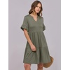 image:imageANRABESS Womens Summer Casual Dress VNeck Ruffle Sleeve Tiered Mini Dress Soft Comfy Fabric with Pockets for AllDay WearArmy Green