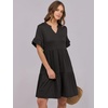image:imageANRABESS Womens Summer Casual Dress VNeck Ruffle Sleeve Tiered Mini Dress Soft Comfy Fabric with Pockets for AllDay WearBlack