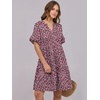 image:imageANRABESS Womens Summer Casual Dress VNeck Ruffle Sleeve Tiered Mini Dress Soft Comfy Fabric with Pockets for AllDay WearBlack Pink Floral