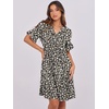 image:imageANRABESS Womens Summer Casual Dress VNeck Ruffle Sleeve Tiered Mini Dress Soft Comfy Fabric with Pockets for AllDay WearBlack White Floral