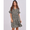 image:imageANRABESS Womens Summer Casual Dress VNeck Ruffle Sleeve Tiered Mini Dress Soft Comfy Fabric with Pockets for AllDay WearBlack White Floral