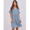 image:imageANRABESS Womens Summer Casual Dress VNeck Ruffle Sleeve Tiered Mini Dress Soft Comfy Fabric with Pockets for AllDay WearBlue White Floral