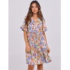 image:imageANRABESS Womens Summer Casual Dress VNeck Ruffle Sleeve Tiered Mini Dress Soft Comfy Fabric with Pockets for AllDay WearCrayon Multicolored Floral