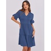 image:imageANRABESS Womens Summer Casual Dress VNeck Ruffle Sleeve Tiered Mini Dress Soft Comfy Fabric with Pockets for AllDay WearDeep Blue