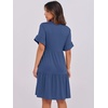 image:imageANRABESS Womens Summer Casual Dress VNeck Ruffle Sleeve Tiered Mini Dress Soft Comfy Fabric with Pockets for AllDay WearDeep Blue