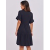 image:imageANRABESS Womens Summer Casual Dress VNeck Ruffle Sleeve Tiered Mini Dress Soft Comfy Fabric with Pockets for AllDay WearDeep Navy Blue