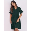 image:imageANRABESS Womens Summer Casual Dress VNeck Ruffle Sleeve Tiered Mini Dress Soft Comfy Fabric with Pockets for AllDay WearForest Green