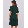 image:imageANRABESS Womens Summer Casual Dress VNeck Ruffle Sleeve Tiered Mini Dress Soft Comfy Fabric with Pockets for AllDay WearForest Green