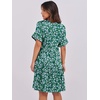 image:imageANRABESS Womens Summer Casual Dress VNeck Ruffle Sleeve Tiered Mini Dress Soft Comfy Fabric with Pockets for AllDay WearGreen Blue Floral
