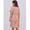 image:imageANRABESS Womens Summer Casual Dress VNeck Ruffle Sleeve Tiered Mini Dress Soft Comfy Fabric with Pockets for AllDay WearGrey Pink Floral