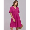 image:imageANRABESS Womens Summer Casual Dress VNeck Ruffle Sleeve Tiered Mini Dress Soft Comfy Fabric with Pockets for AllDay WearHot Pink