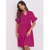 image:imageANRABESS Womens Summer Casual Dress VNeck Ruffle Sleeve Tiered Mini Dress Soft Comfy Fabric with Pockets for AllDay WearHot Pink