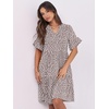 image:imageANRABESS Womens Summer Casual Dress VNeck Ruffle Sleeve Tiered Mini Dress Soft Comfy Fabric with Pockets for AllDay WearKhaki Polka Dot Gray