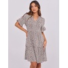 image:imageANRABESS Womens Summer Casual Dress VNeck Ruffle Sleeve Tiered Mini Dress Soft Comfy Fabric with Pockets for AllDay WearKhaki Polka Dot Gray