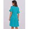 image:imageANRABESS Womens Summer Casual Dress VNeck Ruffle Sleeve Tiered Mini Dress Soft Comfy Fabric with Pockets for AllDay WearLake Green