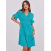 image:imageANRABESS Womens Summer Casual Dress VNeck Ruffle Sleeve Tiered Mini Dress Soft Comfy Fabric with Pockets for AllDay WearLake Green