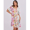 image:imageANRABESS Womens Summer Casual Dress VNeck Ruffle Sleeve Tiered Mini Dress Soft Comfy Fabric with Pockets for AllDay WearMulticolour Floral
