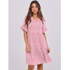 image:imageANRABESS Womens Summer Casual Dress VNeck Ruffle Sleeve Tiered Mini Dress Soft Comfy Fabric with Pockets for AllDay WearPink Floral