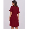 image:imageANRABESS Womens Summer Casual Dress VNeck Ruffle Sleeve Tiered Mini Dress Soft Comfy Fabric with Pockets for AllDay WearWine Red