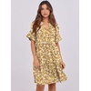 image:imageANRABESS Womens Summer Casual Dress VNeck Ruffle Sleeve Tiered Mini Dress Soft Comfy Fabric with Pockets for AllDay WearYellow Red White Floral