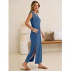 image:imageANRABESS Womens Summer Casual Maxi Dresses Sleeveless V Neck Split WrinkleFree Long Sundress Beach Vacation Travel ClothesDeep Blue