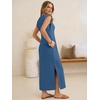 image:imageANRABESS Womens Summer Casual Maxi Dresses Sleeveless V Neck Split WrinkleFree Long Sundress Beach Vacation Travel ClothesDeep Blue