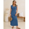 image:imageANRABESS Womens Summer Casual Maxi Dresses Sleeveless V Neck Split WrinkleFree Long Sundress Beach Vacation Travel ClothesDeep Blue