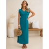 image:imageANRABESS Womens Summer Casual Maxi Dresses Sleeveless V Neck Split WrinkleFree Long Sundress Beach Vacation Travel ClothesLake Blue